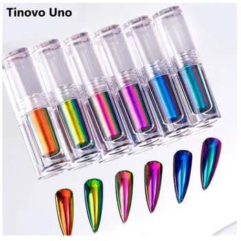 Tinovo Uno НОВА Течна Захар за Нокти за Дизайн на Ноктите, 12 Цвята Холограма Aurora Хром Лъскава Пигментная Прах Маникюр Декорации