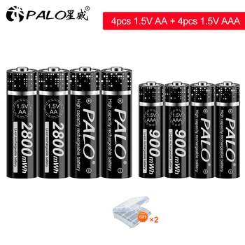 1,5 AA батерия AA 2800 МВтч 1,5 AA Литиево-йонни батерии + 900 МВтч AAA Батерия от 1,5 ААА Батерии