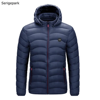 Serige Park Луксозна марка мъжко яке със свалящ препълнена, памучно зимно палто Класически модели на европейски размер, висококачествено облекло