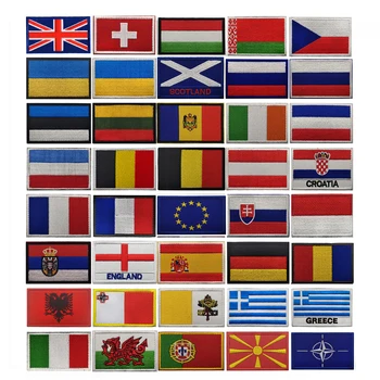 Национален Обръч и Контур Флаг Ивици Бродерия Икони Емблема на Румъния Ирландия, Австрия, Русия Уелски ЕС, Украйна, Турция, Англия