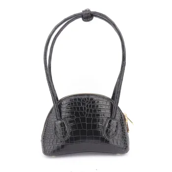 【GuKao】 Дамски Модерна Чанта във формата на Полумесец, Луксозна Качествена Ръчна Чанта за Подмишниците, Чанта от Крокодилска кожа