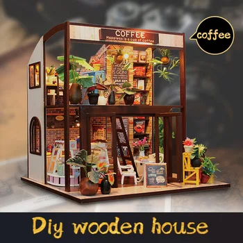 Творчески Дом Със Собствените Си Ръце Нашето Кафене Събрана Модел На Дома На Ръчно Изработени Играчки Красива Време На Кафе Дървени Играчки Подарък На Едно Момиче За Рожден Ден