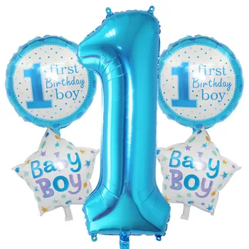 Момчета И Момичета Детски Душ Балон Честит Рожден Ден Украса На Парти Балони От Алуминиево Фолио 1 Година Годишнина Розов Син Гелиевый Топка