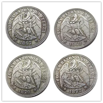 Чили Комплект (1867-1872) 4шт 0,5 ПЕСО със сребърно покритие копирни монети
