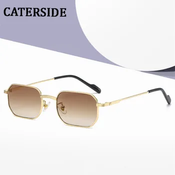 CATERSIDE Тесни Мъжки Слънчеви Очила Модерен Правоъгълни Женски Метални Луксозни Маркови Слънчеви Очила 2021 Класически Ретро Очила Oculos UV400