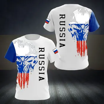 Русия Риза Мъжка Тениска С Кръгло деколте на Руския Флаг Върховете 3D Печатни Гигантски Къс Ръкав Мъжки Дрехи, Модни и Ежедневни Градинска Облекло