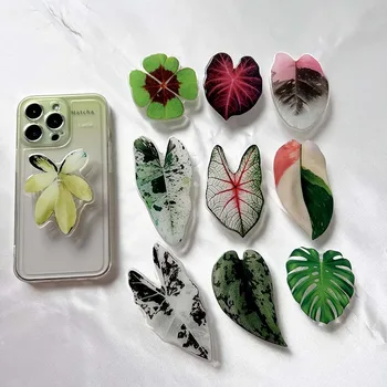 Гнездо Сгъваема Ръкохватка Tok Pretty Leaf Акрилни Притежателя на Телефона, За iPhone13 Универсална Скоба За Телефон GripTok Поставка