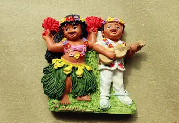 Хавай Хавайски Танци Хавайският-Хавайският ukulele Туристически Туристически Сувенир 3D Смола Магнит За Хладилник Занаят