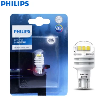 Philips LED T16 W16W Ultinon Pro3000 Мигачи 6000 Бели Крушки на задна скорост Автоматично Indlcator Лампи, Фарове за мъгла 11067U30CWB1, 1x