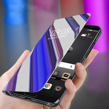 Smart-калъф с пълно покритие За Samsung Galaxy A51 S20 Ultra S10 Plus A50 A7 2018 Note 10 9 S8 S9 J4 J6 Plus J8 А01, Огледален калъф за мобилен телефон с капак на панти