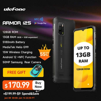 Ulefone Armor 12S Издръжлив Смартфон Хелио G99 4G Мобилни телефони Android 12 NFC 50MP 5180 ма 8 + GB 128 GB Водоустойчив глобалната версия