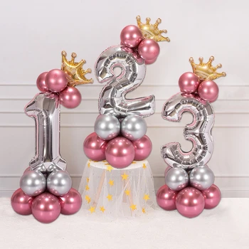 Брой комплект колона балон на балон 19пк деца от 1-ви 2-ри 3-ти рожден ден парти декор момче момиче рожден ден на доставка балон фолио розово злато