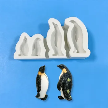 Оригинален Антарктически Малко Пингвин Мъгливо Капка Лепило Декоративна Силиконова Форма На Четири Пингвин Шоколад, Сладкиши Фондантная Форма Декор На Тортата