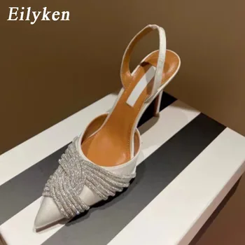 Eilyken/Нови Пролетни дамски Обувки-лодка С Пайети, обувки на висок Ток с остър пръсти, Чубрица вечерни Сандали за Стриптийз на висок ток