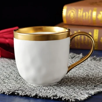 Ретро Керамична Чаша със Златен ръб, Кафеена Чаша за чай с Мляко, Съдове за напитки, Уникална чаша за Следобеден чай, чаша за мляко на закуска, чашата за кафе Директен доставка