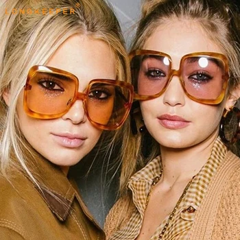 Реколта Квадратни Слънчеви Очила Дамски Модни Големи Слънчеви Очила С Пеперуда Дамски Голяма Дограма Градиентные Нюанси Oculos de sol feminino