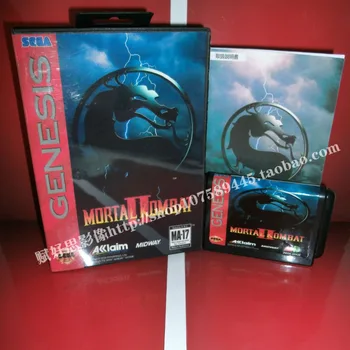 Играта Sega MD - Mortal Kombat 2 II с кутия и ръководството за 16-битово игра касета Sega MD Megadrive Genesis system