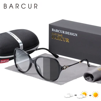 BARCUR Фотохромичните Дамски Слънчеви Очила с Овална форма Поляризирани Кръгли Слънчеви Очила Градиентное Стъкло Дамски Очила с UV400
