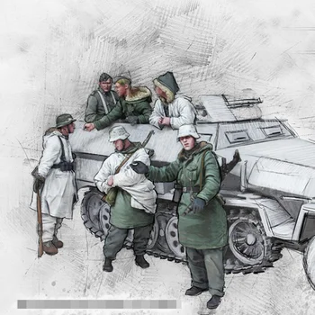 1/35 Смола Войник модел на Военен Танк от Втората Световна война, група войници модел ръководство 702