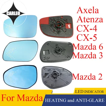 Автомобилно Огледало Странично вид Обектив за Mazda 2/3/6 Axela CX4 CX5 Синьо HD Стъкло Голям, разполагайки С Функция за Отопление и Led Индикатор
